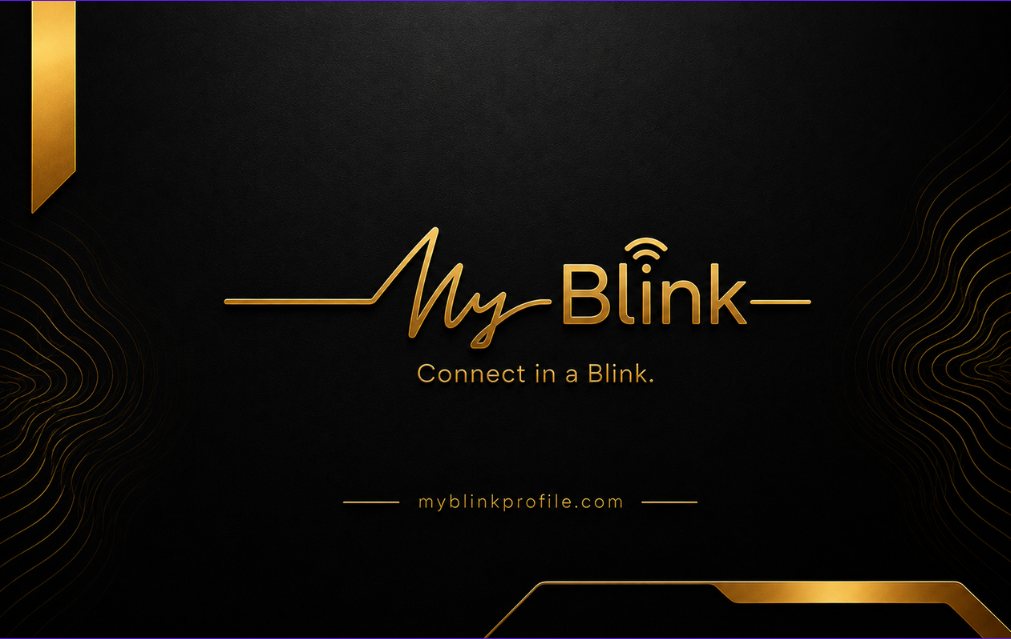 MyBlink smart card front — gold logo on matte black